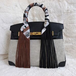 Fringe Handbag Wraps in color ST-Brown/Black